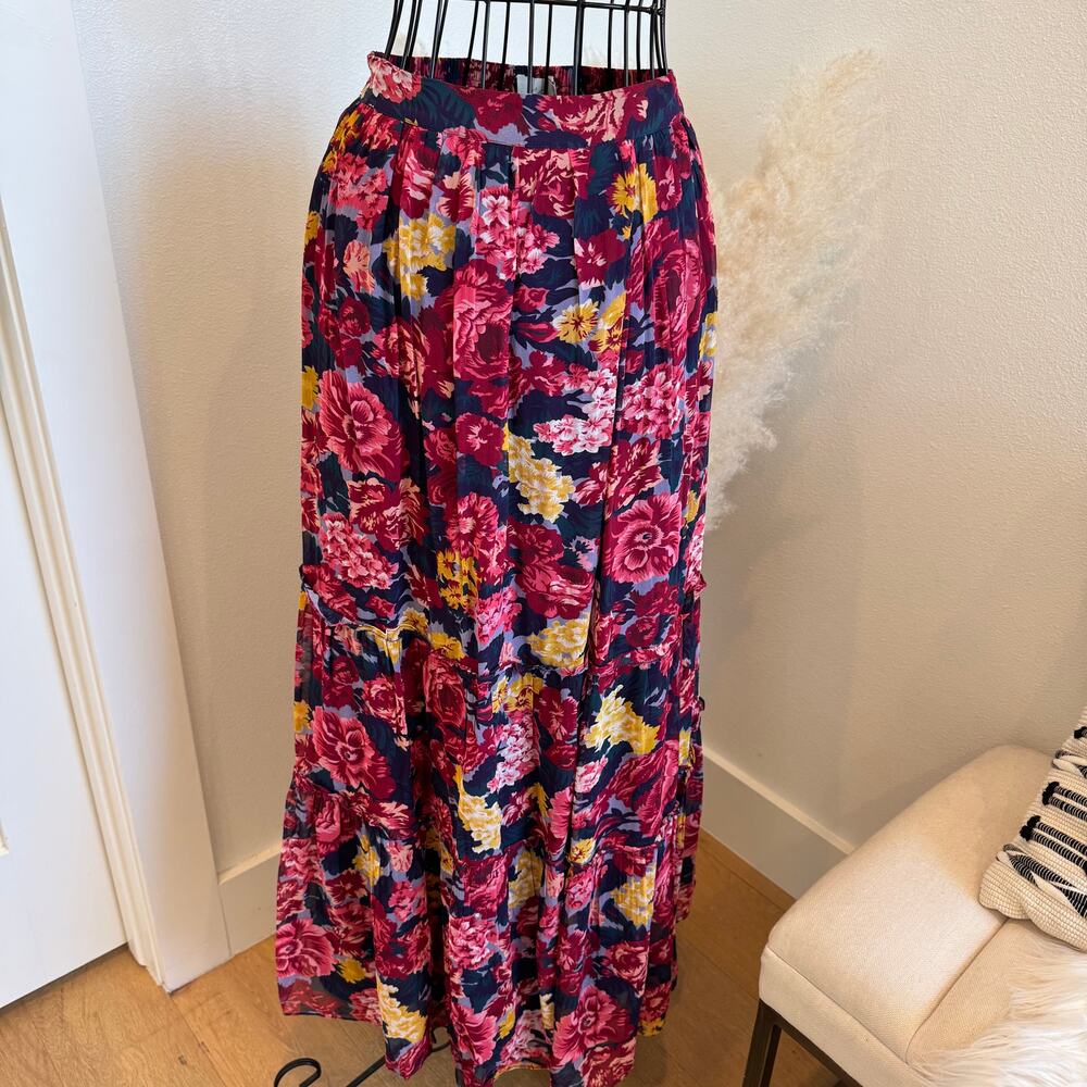 Cleobella Jensen Ankle Red Blue Floral Maxi Skirt- Small - Nocturne NWT